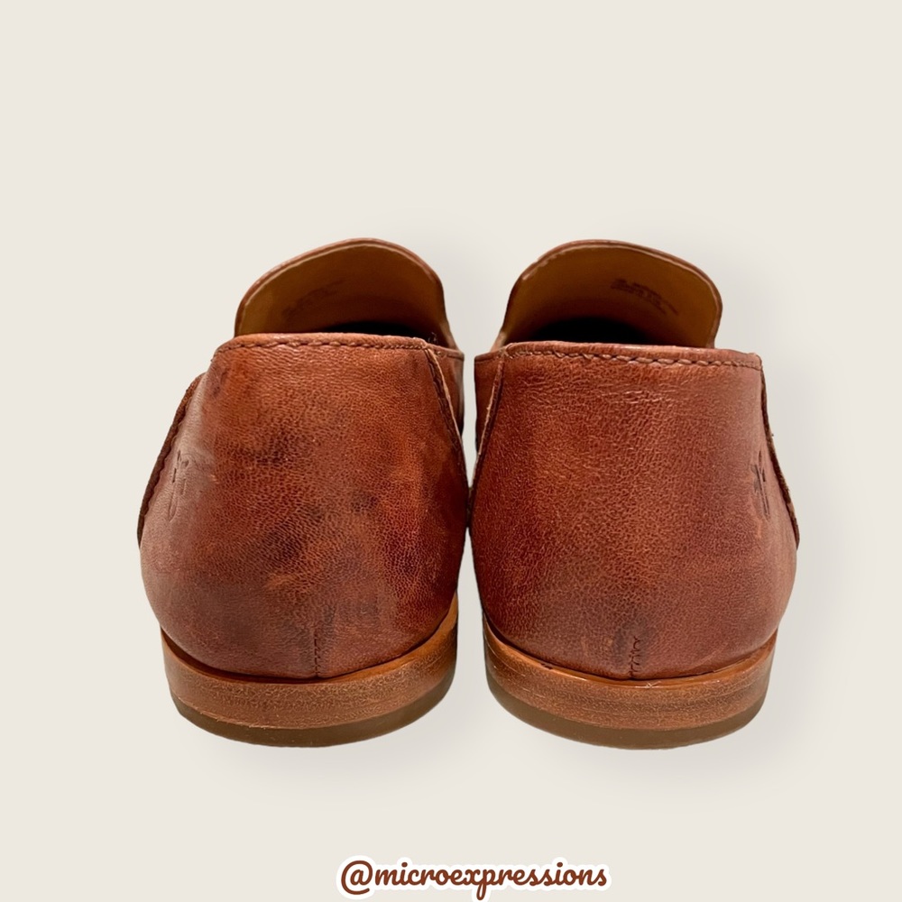 Frye Kenzie Venetian Cognac Leather Work Casual Everyday Pointy Wood Flat Loafer - Picture 7 of 11